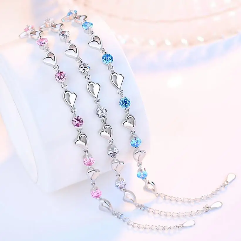 

Браслет из серебра 925 пробы с фианитом, 17 см + 4 см