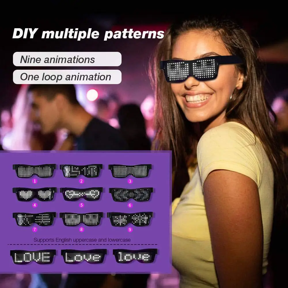 Светодиодный светильник для очков управление через приложение DIY мигающие очки