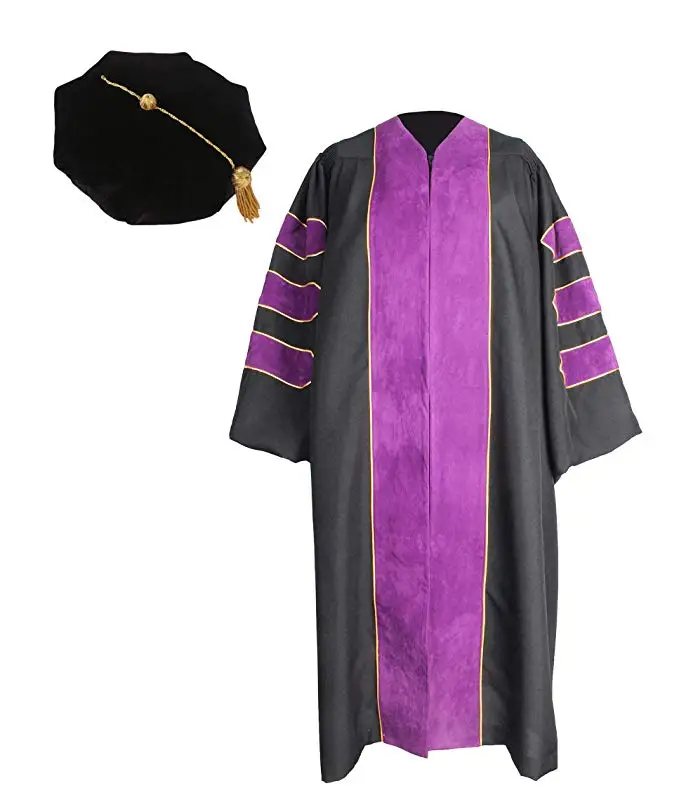 2019 унисекс выпускное нейтральное платье с золотыми трубками и Bkack Doctoral TAM Pack