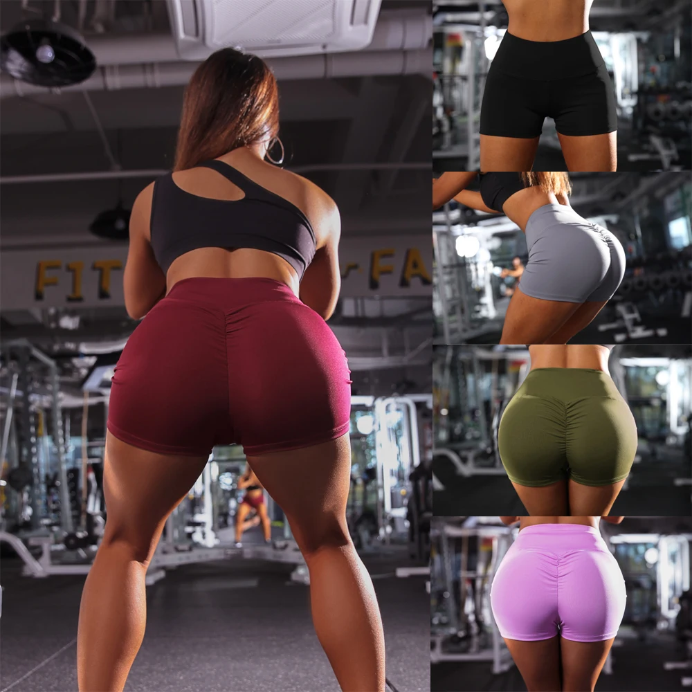 

Hot Selling Fashion Women's Solid Color Solid Leisure Stretch High Waist Elastic Band Fitness Running Sports Yoga Shorts