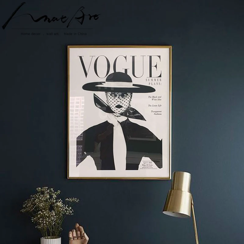 Обложка журнала vogue в стиле ретро черно-белый плакат украшение Современная