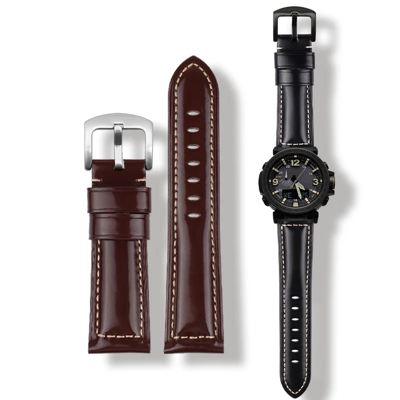 

Cowhide leather watch band for casio PRG-600YB PRG-650 PRW-6600 Watchband Vintage Genuine Crazy Horse Leather watch strap 24mm