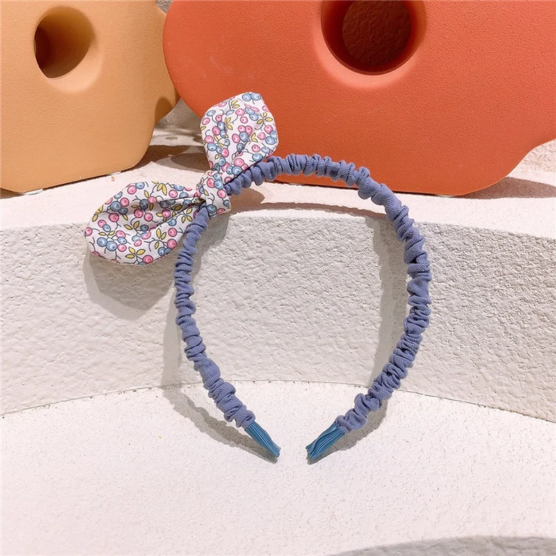 

2021 New Korean Child Floral Bow Hair Band Little Girl Lovely Fabric Rabbit Ears Headband Parent-child Head Buckle Card Issuance