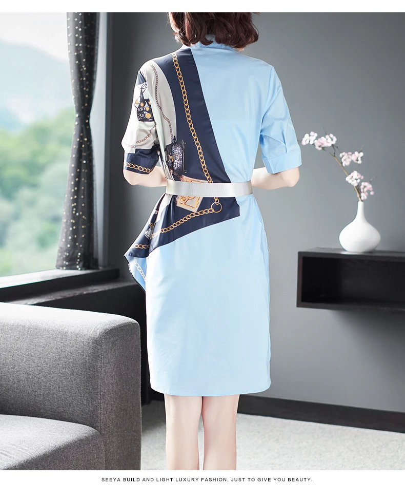 Женское винтажное платье с поясом летние платья рубашки принтом вечерние в стиле