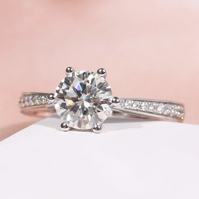 

14K кольцо из белого золота романтическое 6 когтей VVS1 1ct 2ct 3ct Moissanite ювелирное юбилейное Подарочное обручальное кольцо