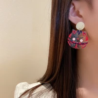 u magical korean red transparent circle arcylic lucky cat dangle earring for women cartoons geometric earring jewelry pendientes