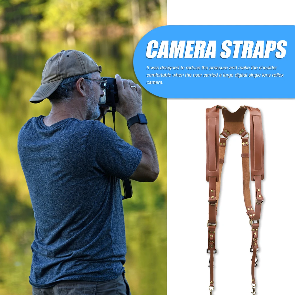 

Genuine Leather Camera Shoulder Strap DSLR Photography Digital Camera Anti Drop Double Harness Belt