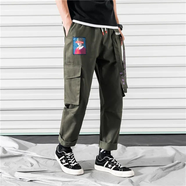

Men Joggers Hip Hop Harem Pants Streetwear Casual Men Pants 2019 Fashion Summer Trousers Pink Cargo Pants Men With Side Pockets