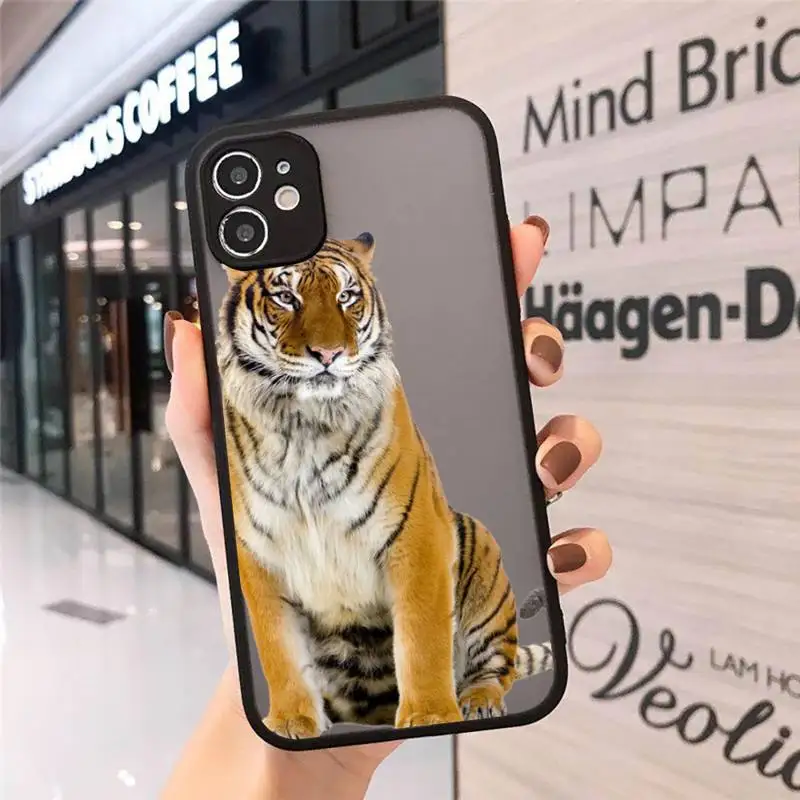 

Tiger Phone Case matte transparent black For iPhone 7 8 x xs xr 11 12 pro plus mini max Clear Funda