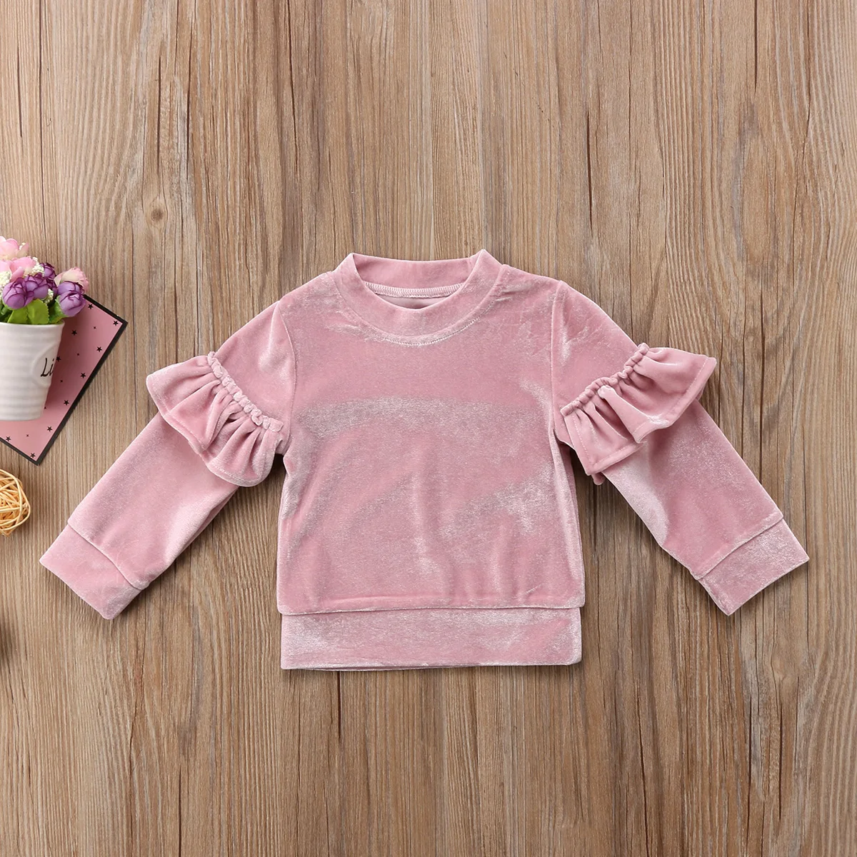 Детские Бархатные флисовые топы для маленьких девочек в наличии футболка свитер