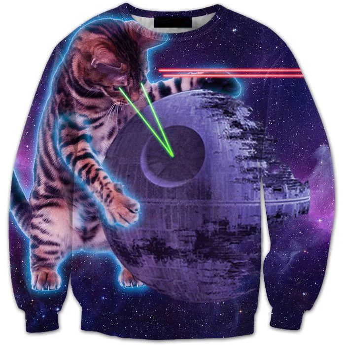 

CNUUIKOOEK Sweatshirts Hot Selling Men's 3D Super Cat Printed Hoodie Long Sleeve Pullover Men's Hoodies