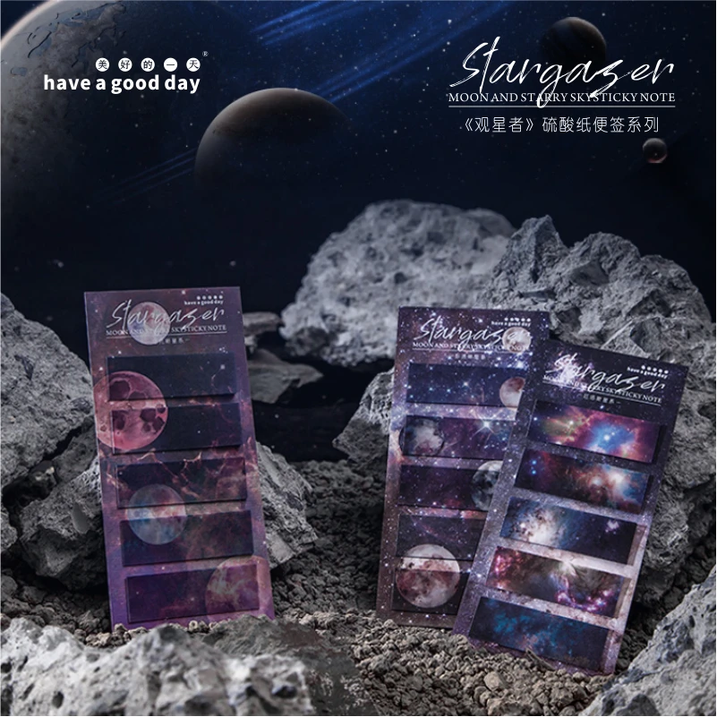 

Journamm 50pcs Galaxy Planet Litmus Sticky Notes Office kawaii Diary Creative Notes Deco Stationery Scrapbooking Sticky Notes