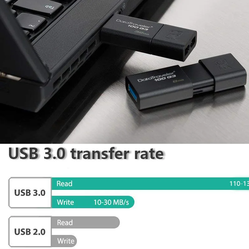 Kingston DT100G3 USB флеш накопитель 16 ГБ 32 64 100% 128 ГБ|USB флэш-накопители| |