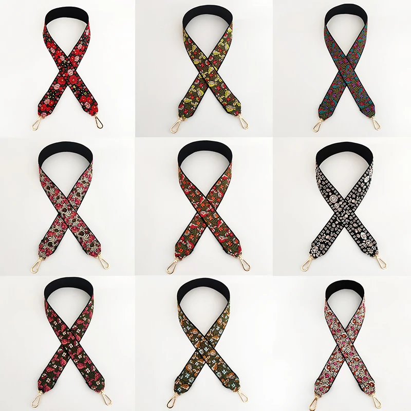 Retro Embroidery 100CM Strap For O Bag Cross Body Decorative Handbag Straps Adjustable Purse Belt Wallet Straps Fabric Bag Belt