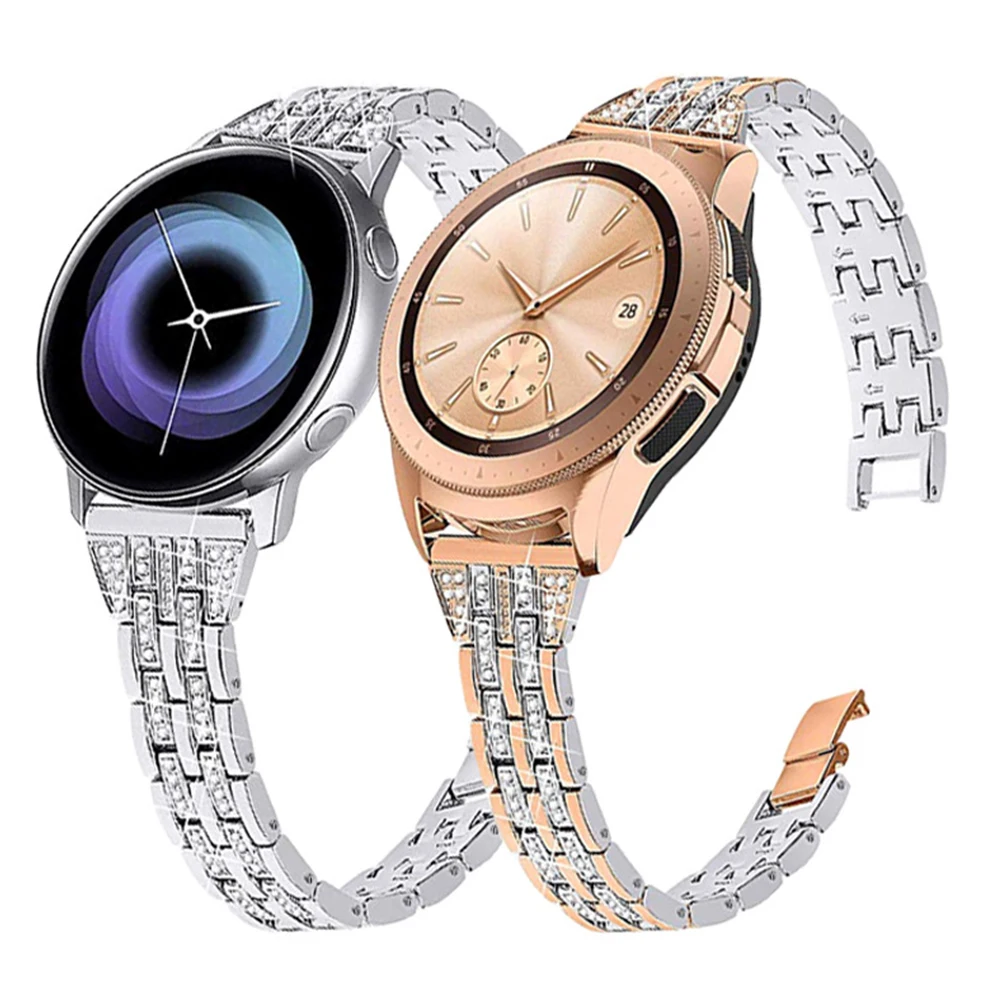 20 мм Ширина металлический браслет с кристаллами и бриллиантами для Samsung Galaxy Watch 42