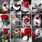 5D алмазная живопись, цветок, алмазная вышивка, черно-белая роза, мозаичные наборы, картина стразы, домашнее украшение, подарок