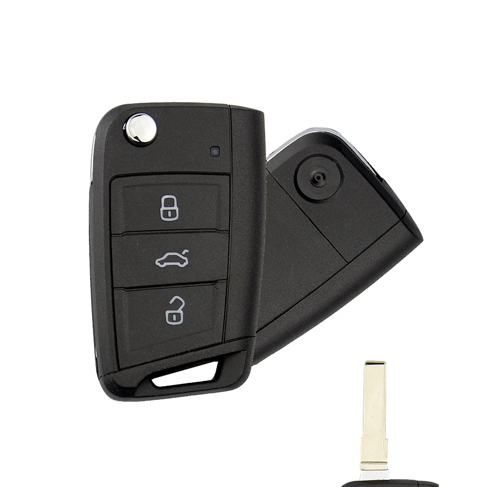 OkeyTech флип складной ключ оболочки для V W Golf 7 MK7 Skoda Octavia A7 сиденье авто Замена Fob 3 кнопки с кнопкой Pad