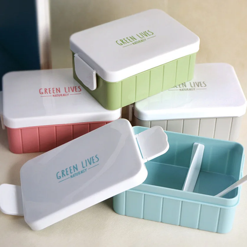 4 Colors Kids Bento Box Heated Lunch Plastic Food Containers Storage Fruit and Vegetable Lunchbox Bamboo | Дом и сад