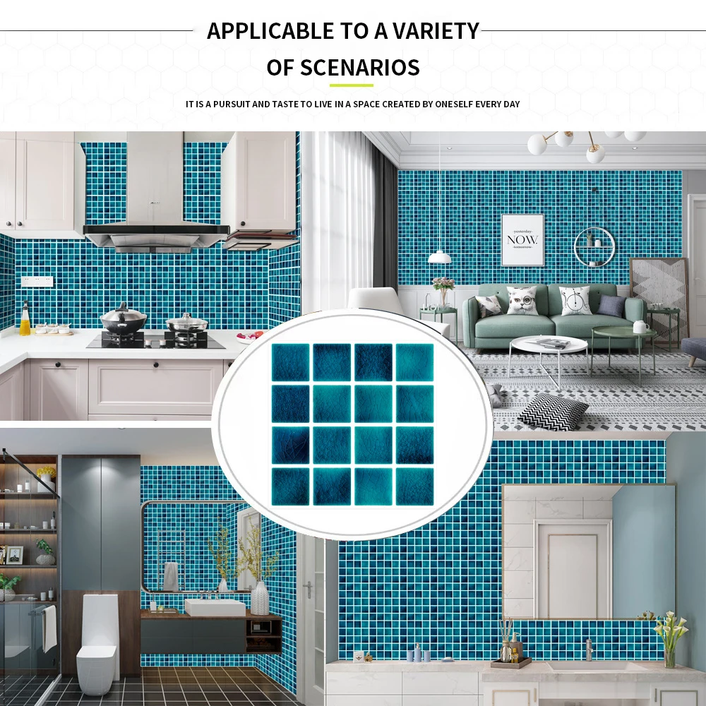 

10pcs/lot 10X10cm 3D mosaic stickers DIY decorative self-adhesive waterproof wall stickers Home decor simulation wallpaper