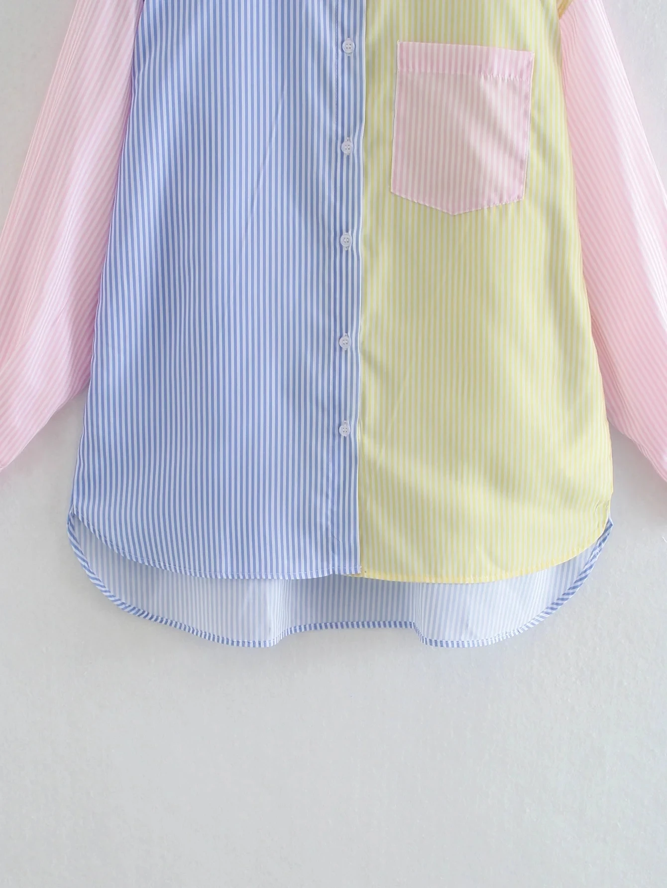 

2021 Women Fashion Contrast Color Striped Print Smock Blouse Office Ladies Breasted Casual Shirts Chic Blusas Tops Casual Loose