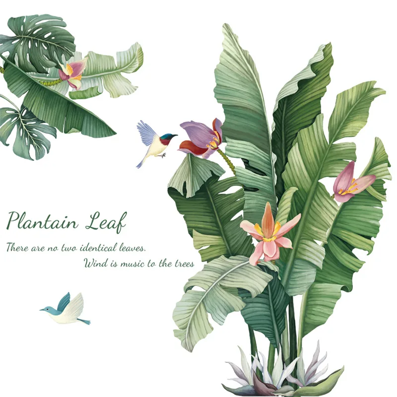 

Nordic Green Leaf Wall Stickers Living Room Bedroom Wall Decoration Aesthetic Home Decals Removable Wallpaper