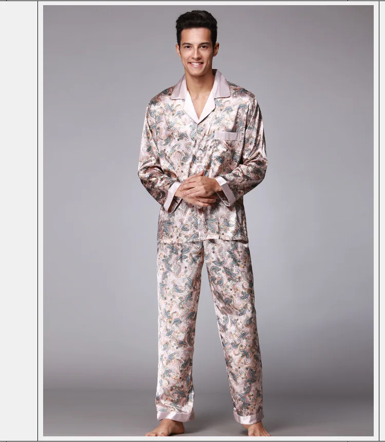 

Пижамный комплект badjas Мужской Шелковый, традиционная китайская Пижама, комплект из 2 предметов, ночная рубашка, Халат