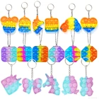Радужный квадратный мини-брелок с пузырьками, игрушка-антистресс для людей с аутизмом, СДВГ, детей и взрослых