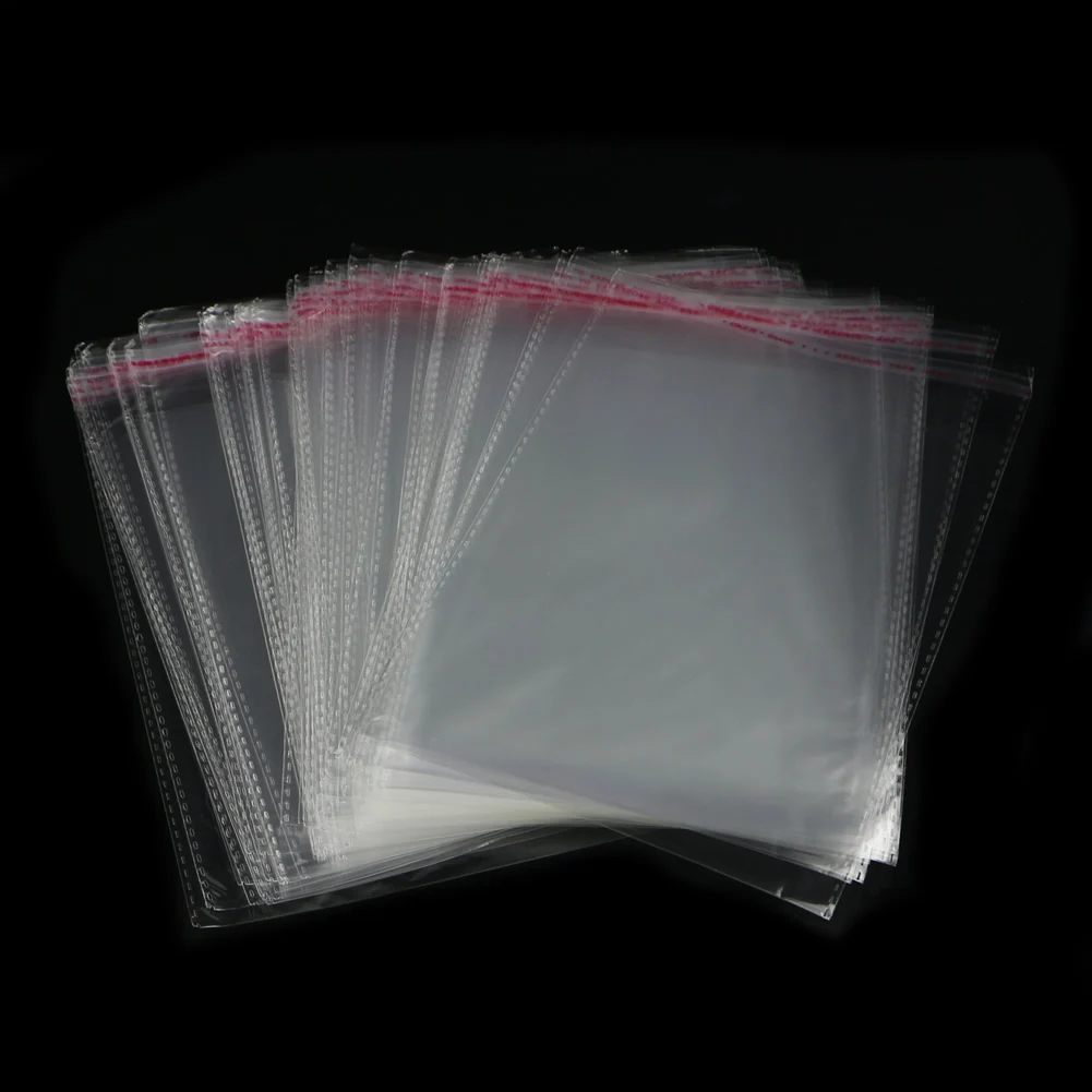 

100pcs 14x20cm Packaging Poly Self Adhesive Bags Plastic Clear Pack Jewelry X7JB