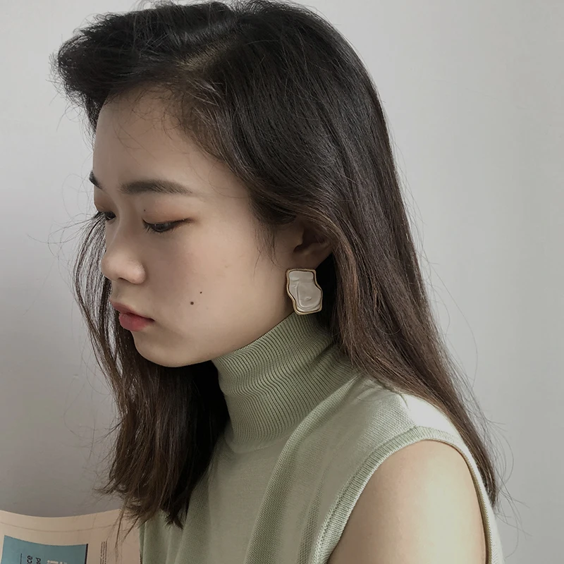 Женские Асимметричные геометрические серьги гвоздики HUANZHI вечерние из