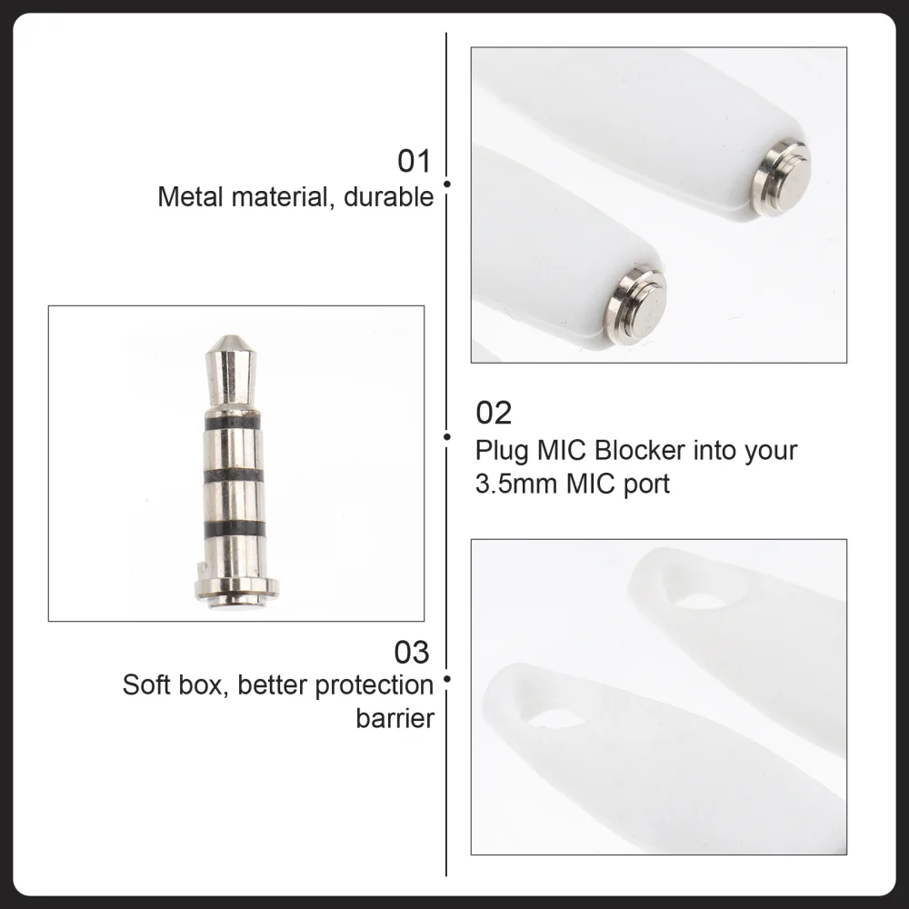 3Pcs MIC Audio Blocker Metal Blocks Hacking on Computers Tablets and Smart Phones |