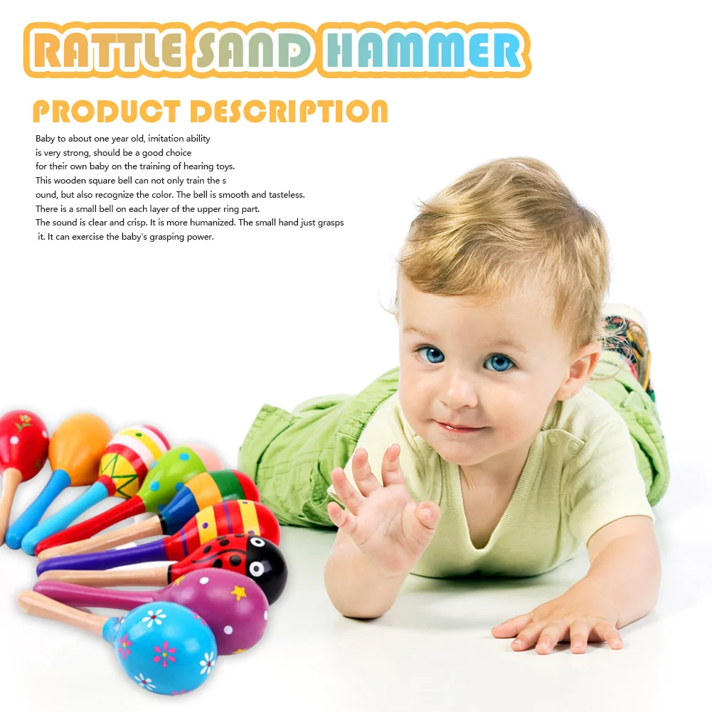 

Infant Baby Rattles Animal Hand Bells Developmental Rattle Bed Kids Toys Musical Shaker Wood Rattle-Drum Baby Toys
