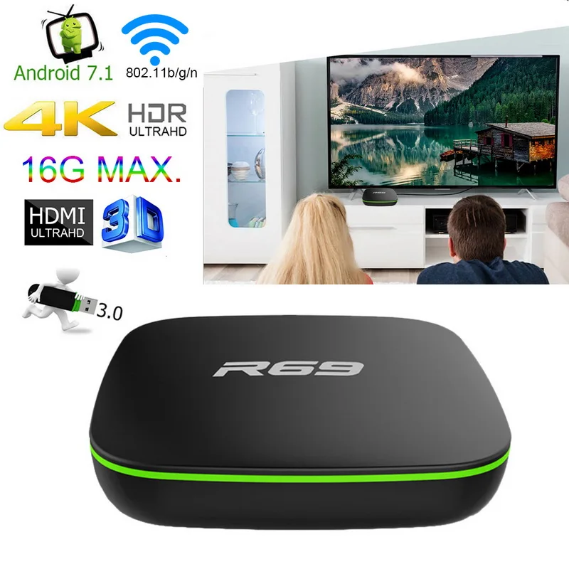 Android 7 1 Smart TV Box 4K 3D WIFI HDMI H.265 Media 2 + 16 Гб Player Set Top Box|ТВ-приставки и медиаплееры| |