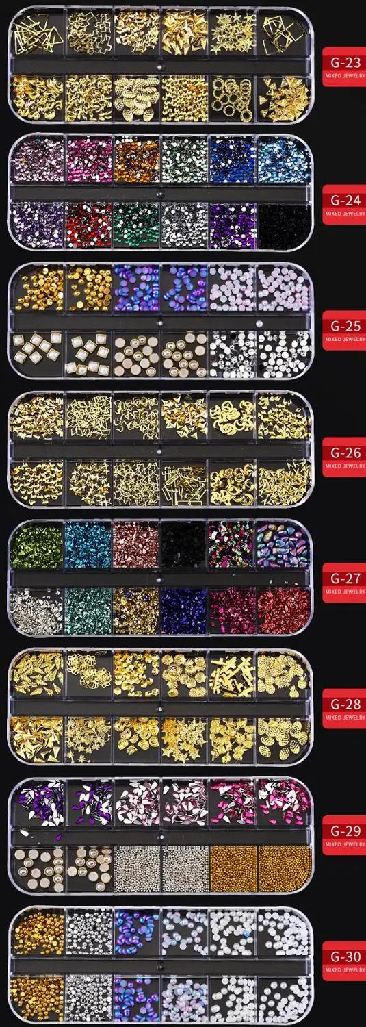 1 коробка Стразы для ногтей 3D кристалл AB стеклянные камни смешанные цвета сделай