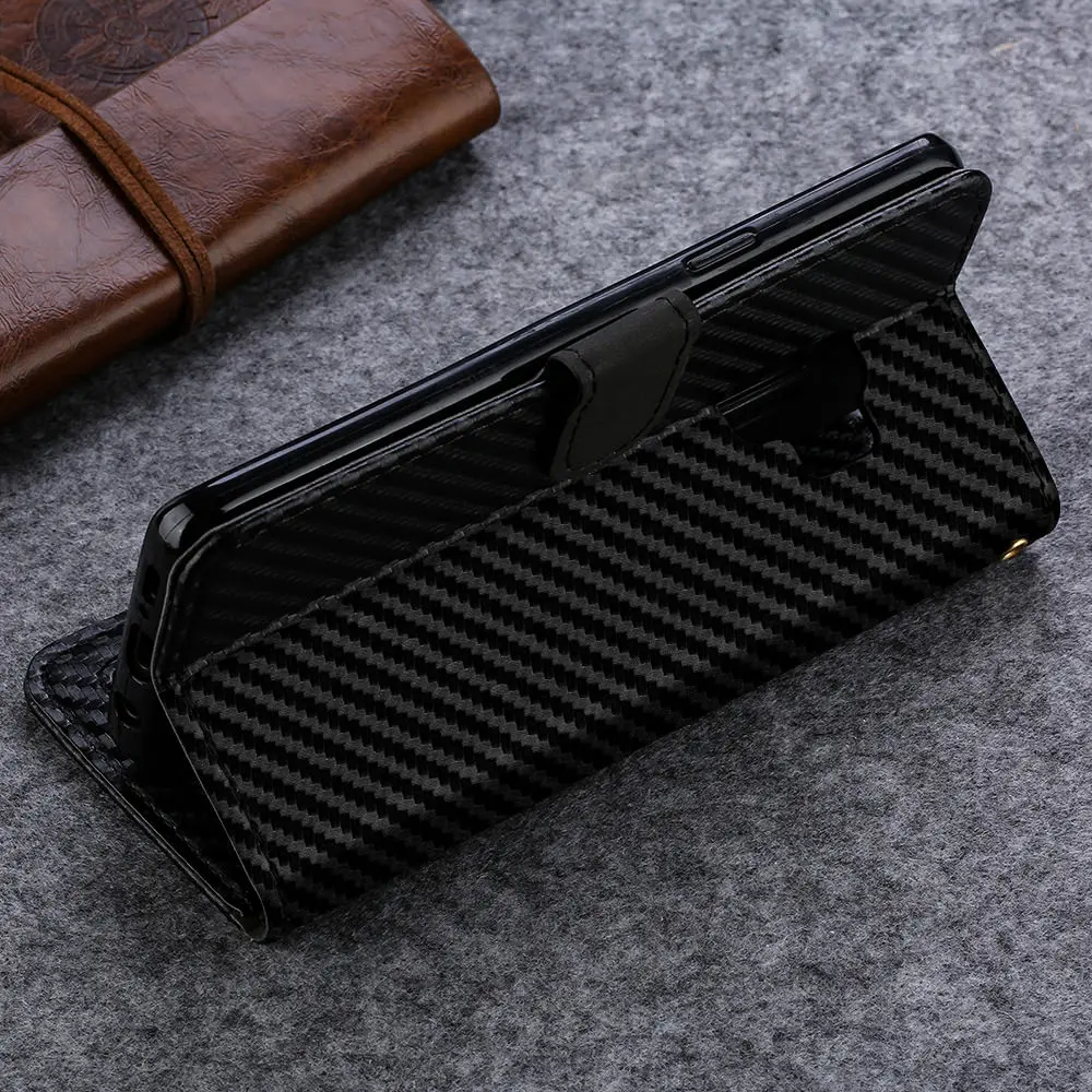 Кожаный чехол кошелек из углеродного волокна для Samsung Galaxy S10 S8 S9 Plus S7 edge Роскошный