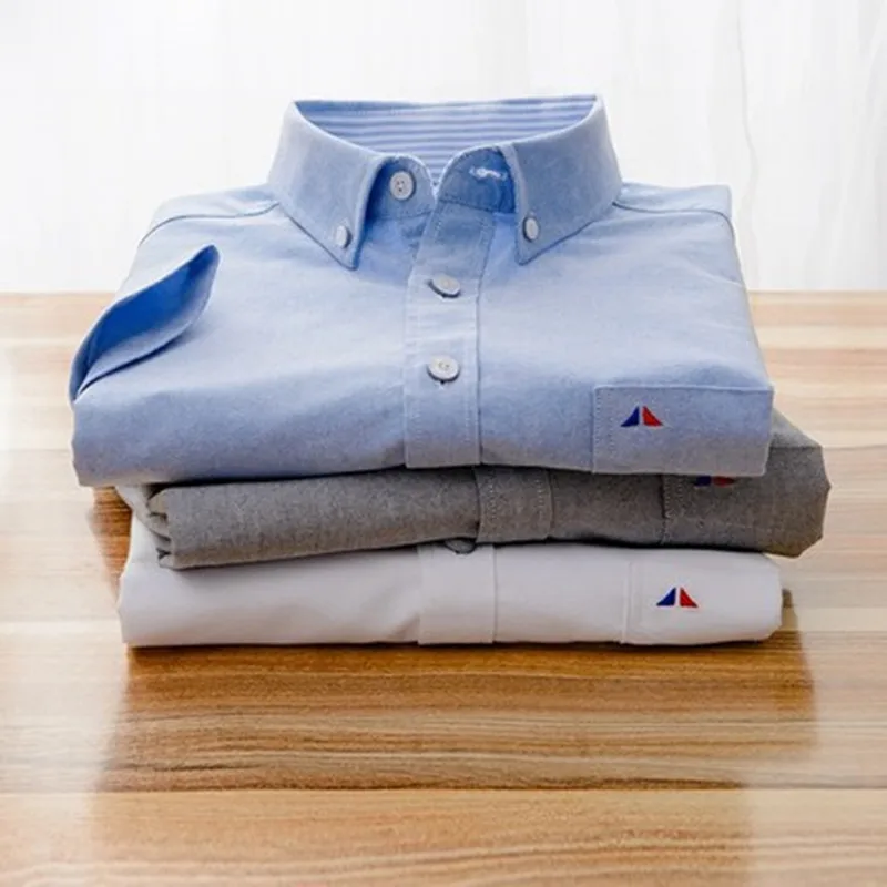 

Luxury Oxford Long Sleeve Men Shirts Pure Color Brand Clothes High Quality 2019 Autumn New Style Business Casual Camisa Social