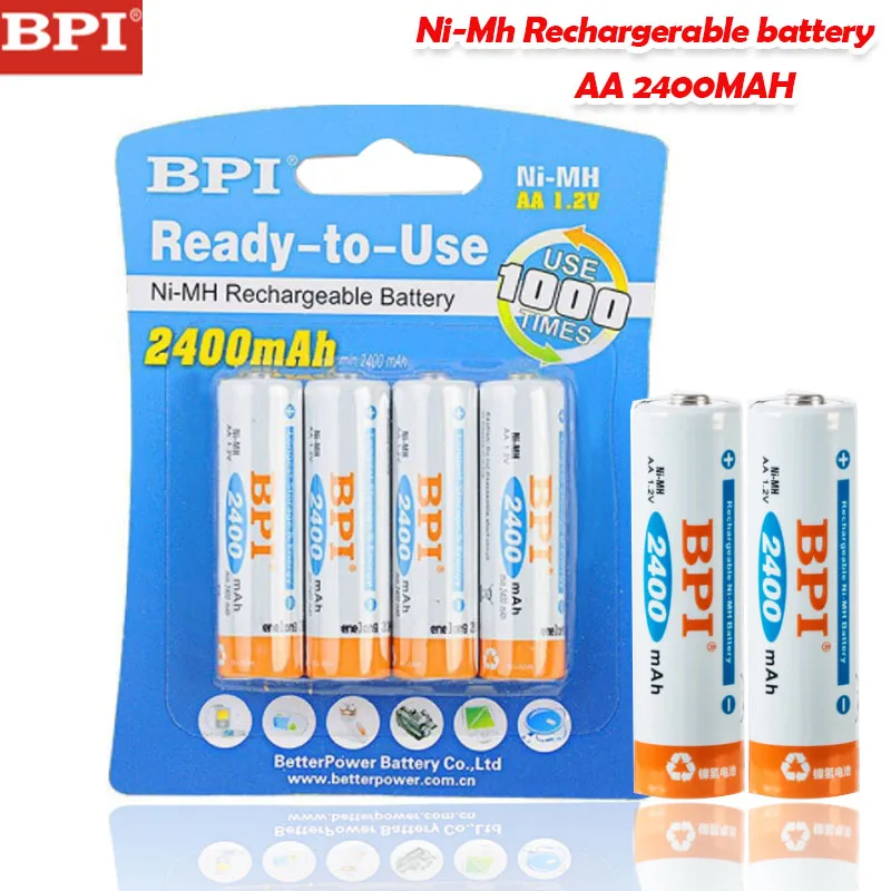 Никель металлогидридный перезаряжаемый аккумулятор BPI 1 2 в 2400 мАч 1000 циклов