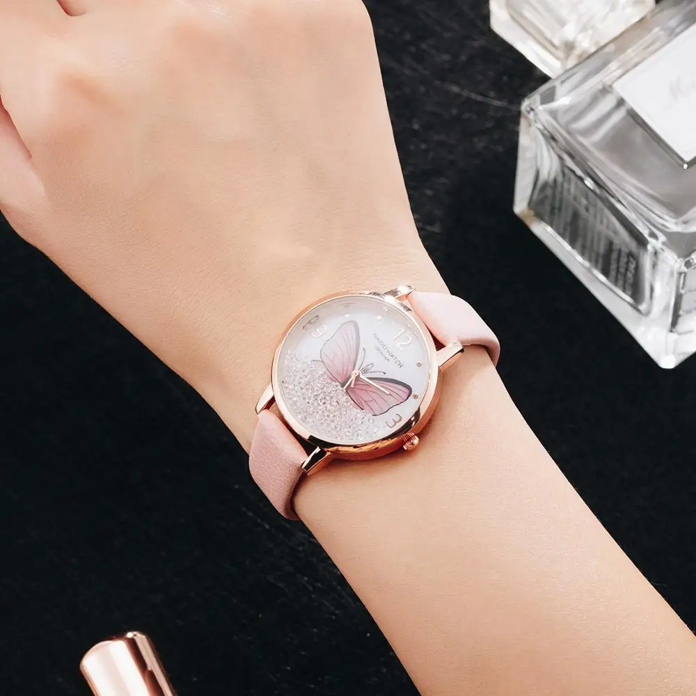 Новое поступление циферблат с бабочкой женские часы люксовый бренд модные