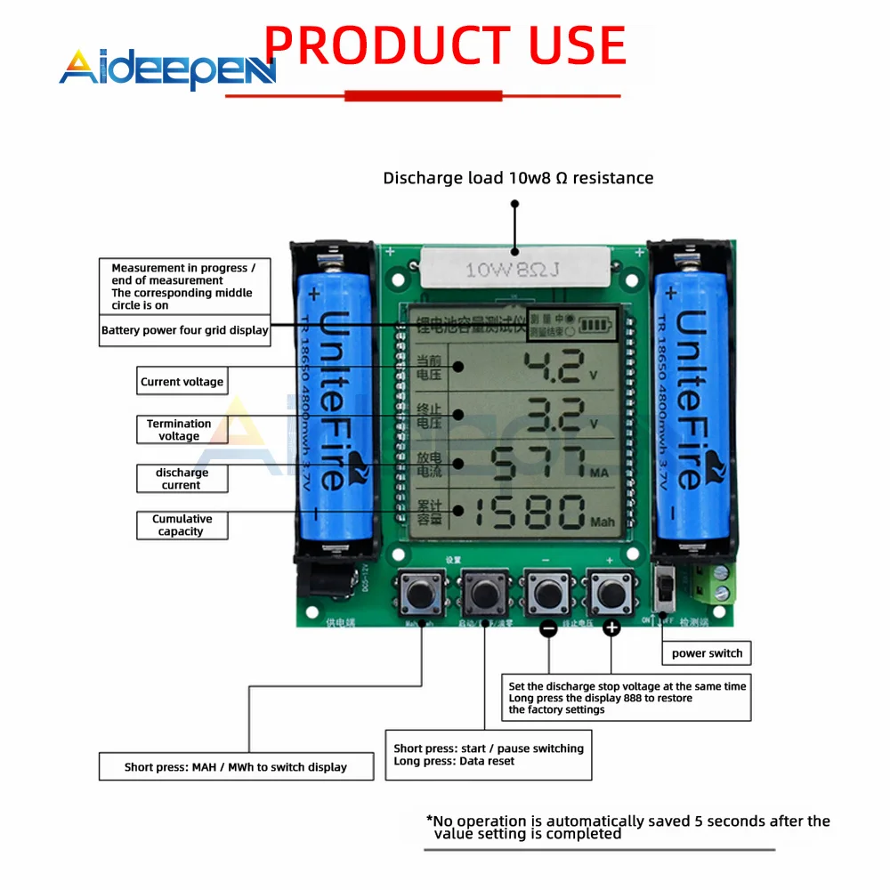 XH-M239 Lithium Battery 18650 True Capacity Tester Module MaH/mwH Digital Measurement High Precision | Testers