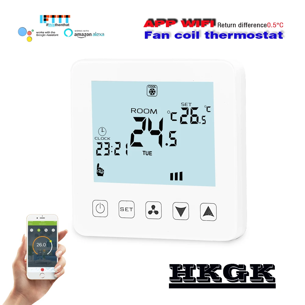4pipe&amp2pipe wifi fan coil unit Central air conditioning thermostat for heating & cooling Works with Alexa Google home |