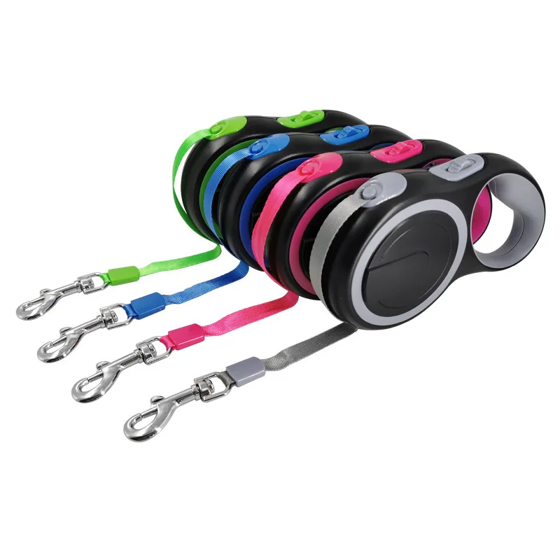 

Retractable Dog Leash 9.84ft One-Handed Brake Pause/Release Lock Heavy Duty Knot-Free Nylon Ribbon Leash Collars Harnesses Leads