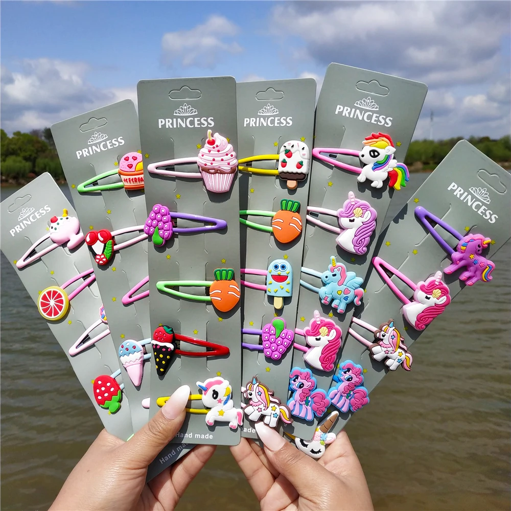 5 шт./лот детские заколки для волос Единорог мороженое фрукты заколка аксессуары