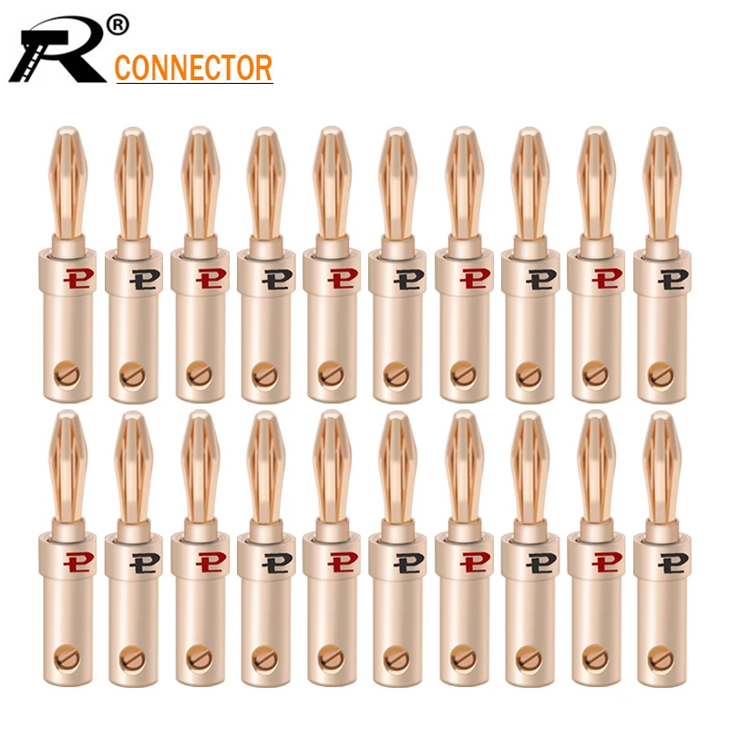 Fidelidade Banana Plug 24k Banhado a Ouro Cobre Banana Alto-falante Plug Adaptador Conversor de Áudio para Alto-falante Amplificadores de Fio 20 Pcs de Alta