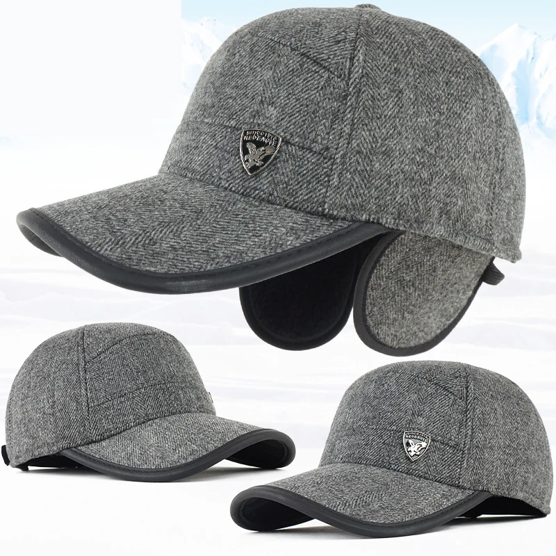 

Kagenmo Winter Male Hat Lock Warm Thick Cotton Men Winter Basseball Hat Winter Outdoor Windproof Ear Protection