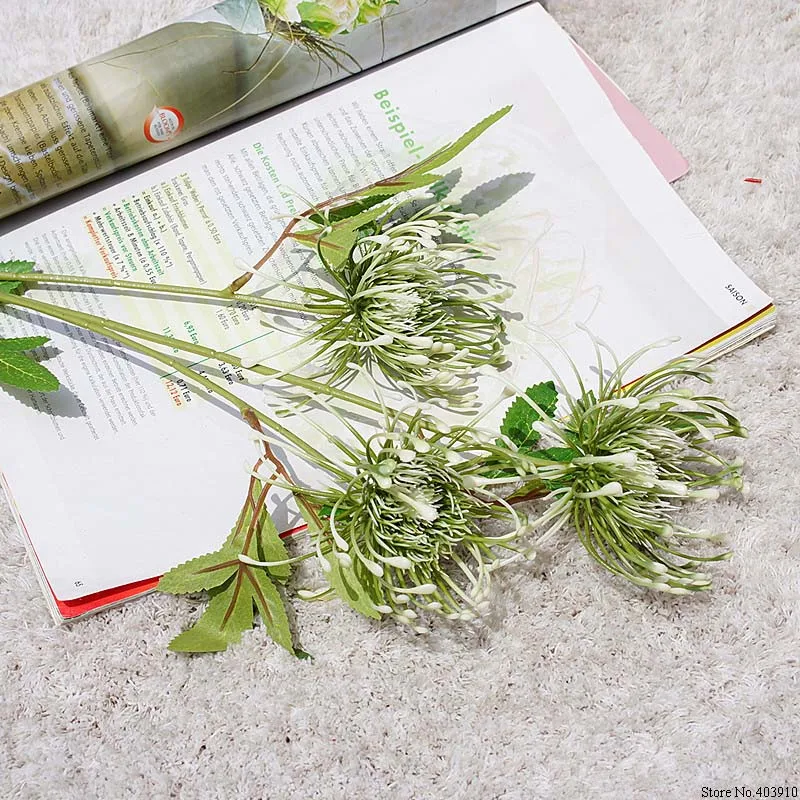 3 головки/ветка Leucospermum искусственные цветы для украшения свадьбы Искусственные цветы Пластиковые поддельные цветы Флер искусственное