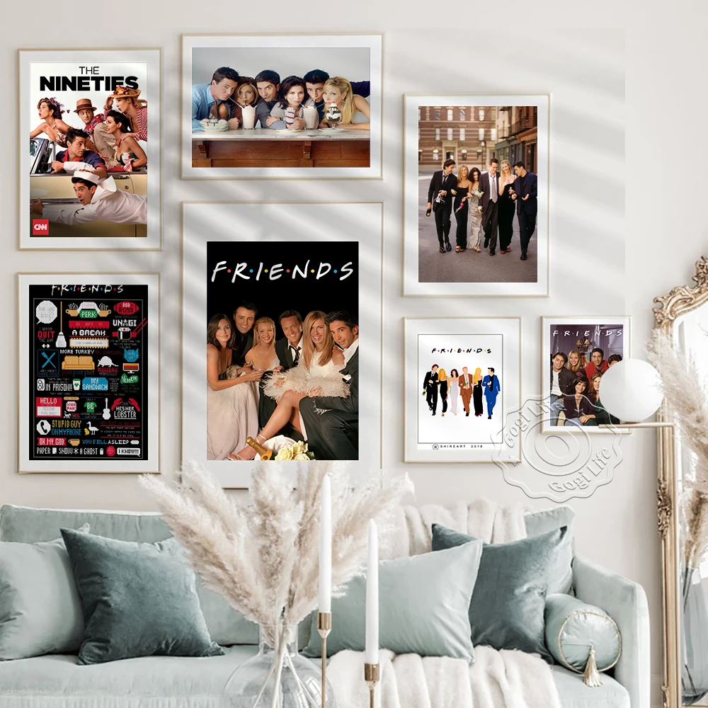 

Classic Movie Friends Canvas Painting Poster, Film Propaganda Art prints, Movies Star Character Vintage Home Decor Wall Picture,