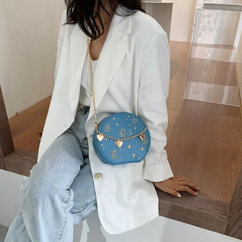 

THREEPEAS Embroidery Simple Mini Chain Women Bags PU Leather Star Crossbody Bags for Women Fashion Sweet Shoulder Handbags