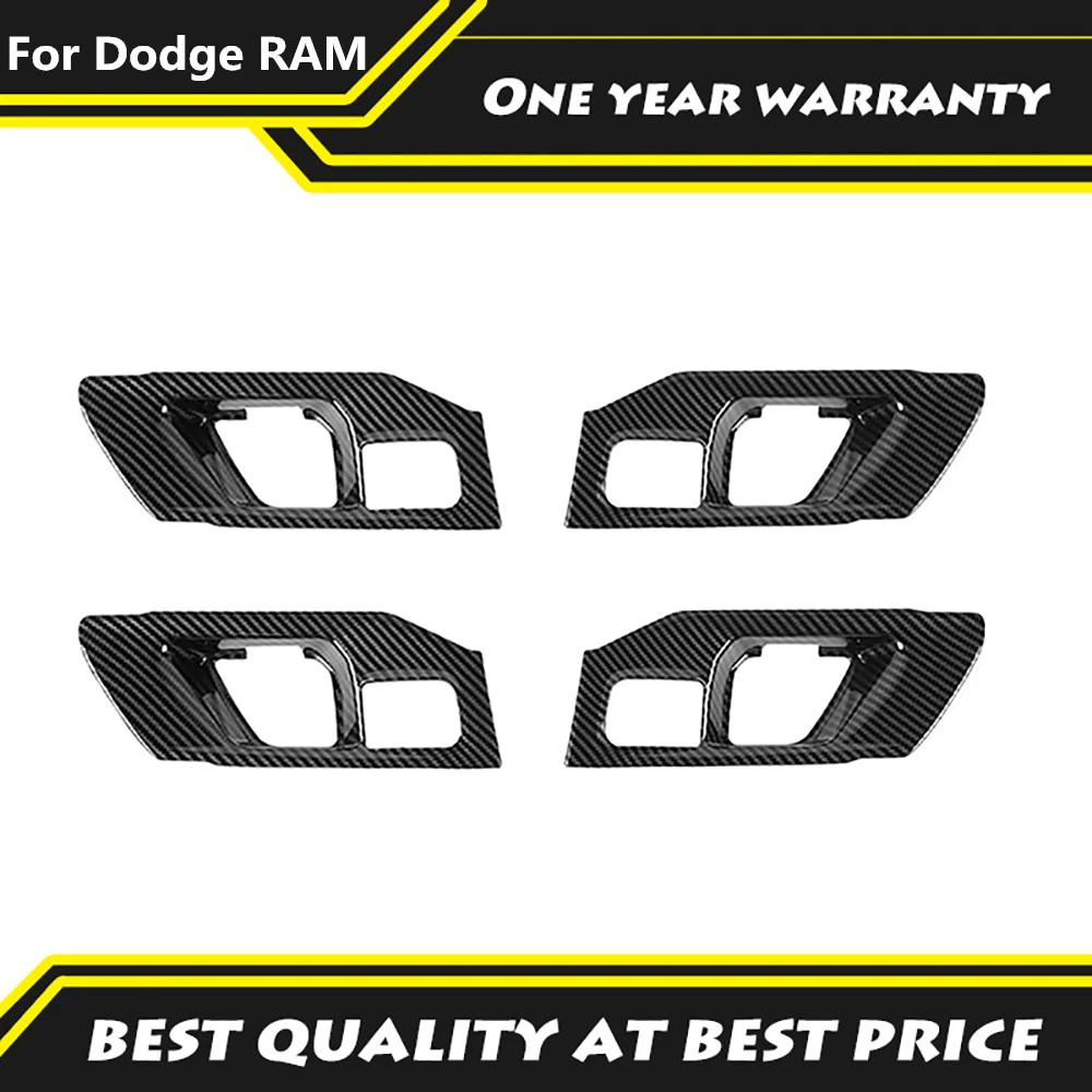 

4pcs Door Handle Bowl Cover Decorative Panle Carbon Fiber Color Car Accessories Fit For 2019 2020 Dodge RAM 1500