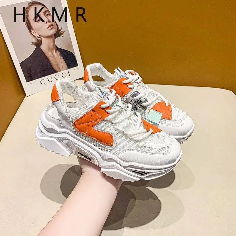 

2021 Shoes Womens Sneakers Platform Tennis Female Roses Fashion Casual Thick Sole Mesh Heels Trainers Riband Lace-Up Med Cotton
