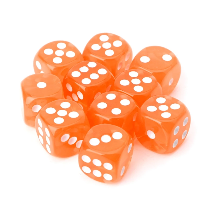 

10pcs Six Sided 15mm Transparent Cube Round Corner Portable Table Playing Games
