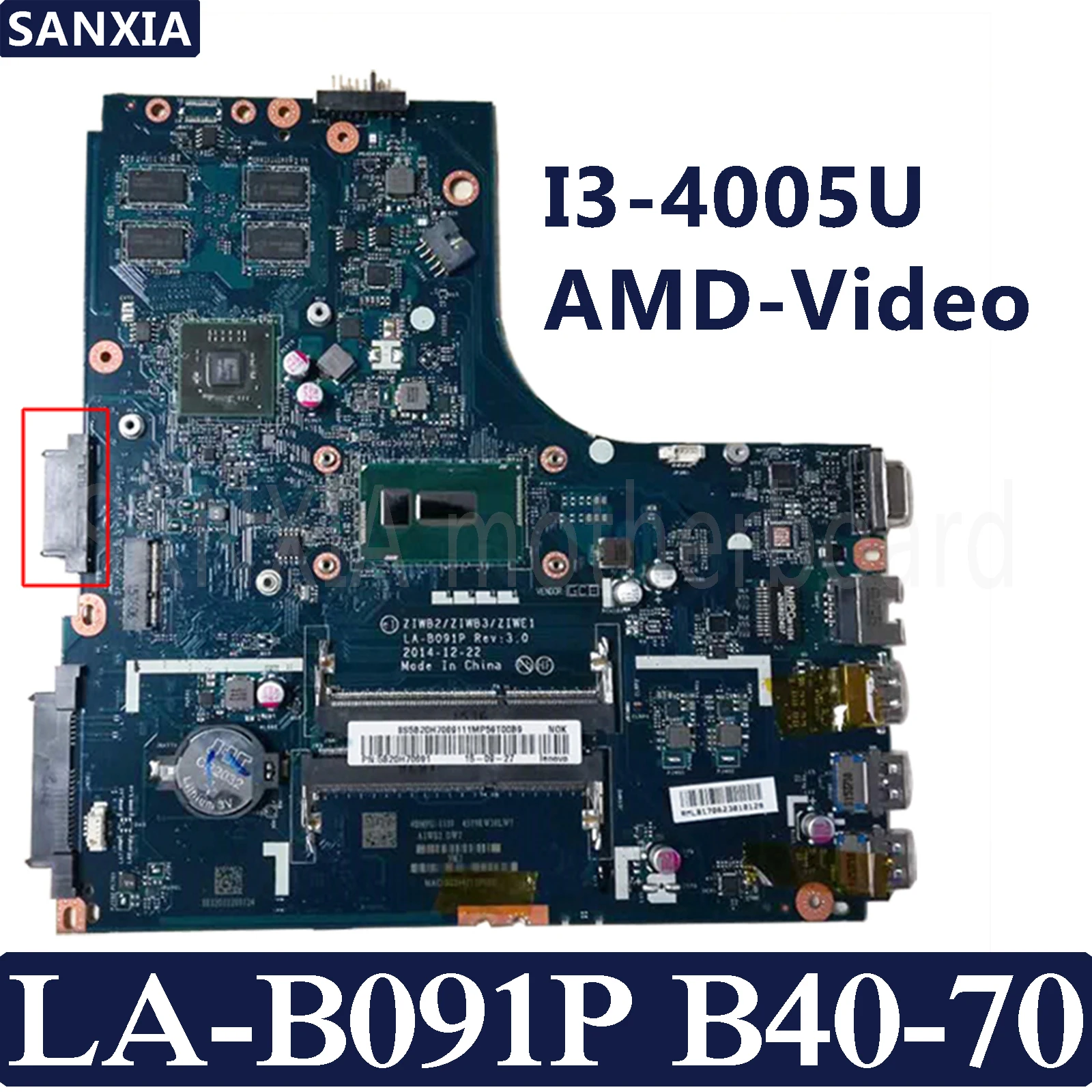 

KEFU ZIWB2/ZIWB3/ZIWE1 LA-B091P Laptop motherboard for Lenovo B40-70 Test original mainboard I3-4005U AMD-Video